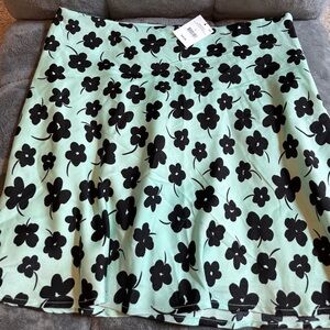 Cotton On Mint and Black Floral Skirt